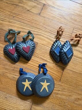 Rustic Metal Hanging Ornaments - Hearts, Stars & Diamonds